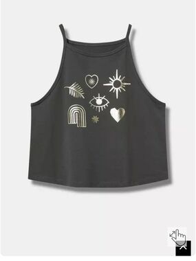 torrid Dark Grey Metallic Icon High Neck Crop Tank